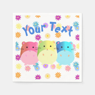 Servilleta De Papel Personalizado Triple Cute Kawaii Hamsters