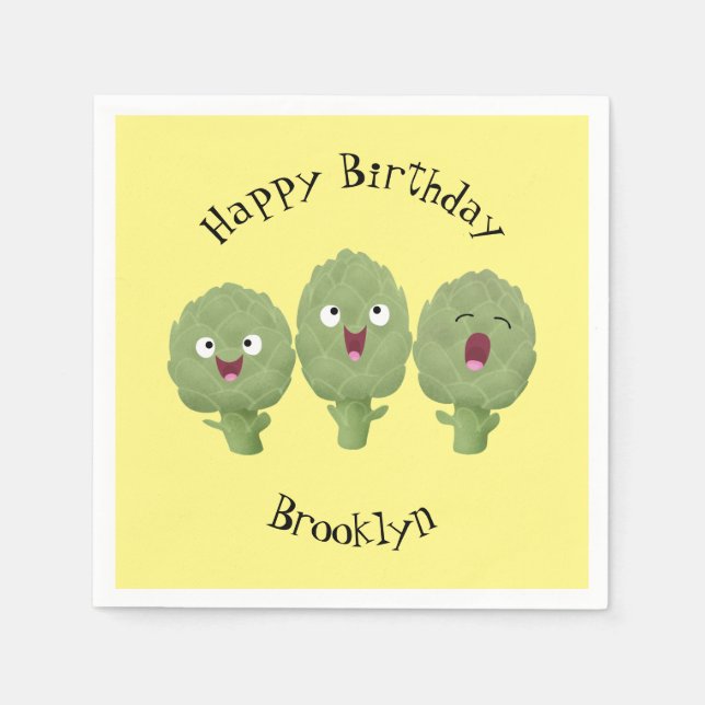 Servilleta De Papel Personalizado vegetal de alcachofas de canto lindo (Anverso)