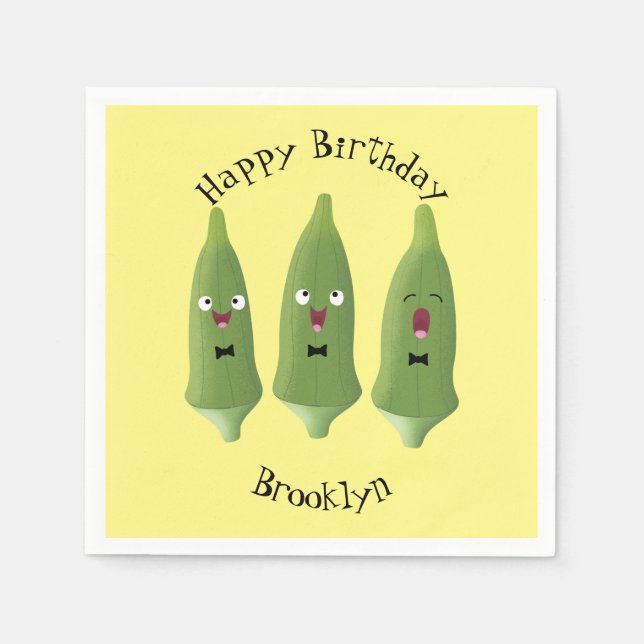 Servilleta De Papel Personalizado vegetal de okra cantante (Anverso)