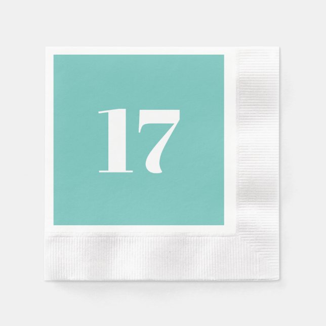 Servilleta De Papel Personalizado verde azulado Número blanco edad de  (Anverso)