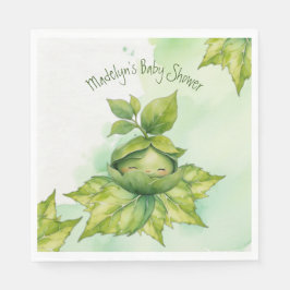 Servilleta De Papel Personalizado Verde Ilustración Naturaleza Baby Sh