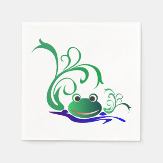 Servilleta De Papel Personalizado verde Rana sonriente cara sobre agua