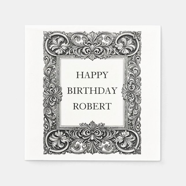 Servilleta De Papel Personalizado Victoriano Cuadro de pergamino - Ele (Anverso)