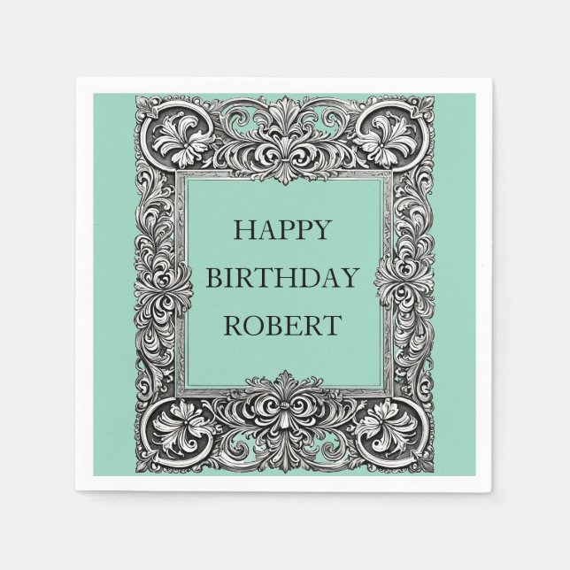 Servilleta De Papel Personalizado Victoriano Cuadro de pergamino - Ele (Anverso)