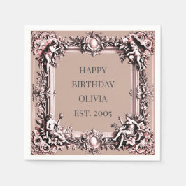 Servilleta De Papel Personalizado Victoriano Frame Napkin - mousse moc