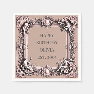 Servilleta De Papel Personalizado Victoriano Frame Napkin - mousse moc