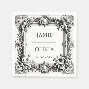 Servilleta De Papel Personalizado Victoriano Scroll Frame Napkin - bod