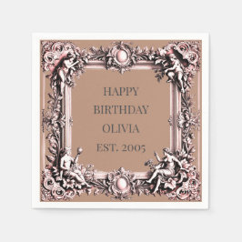 Servilleta De Papel Personalizado Victoriano Scroll Frame Napkin - moc