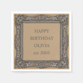 Servilleta De Papel Personalizado Victoriano Scroll Frame Napkin - moc