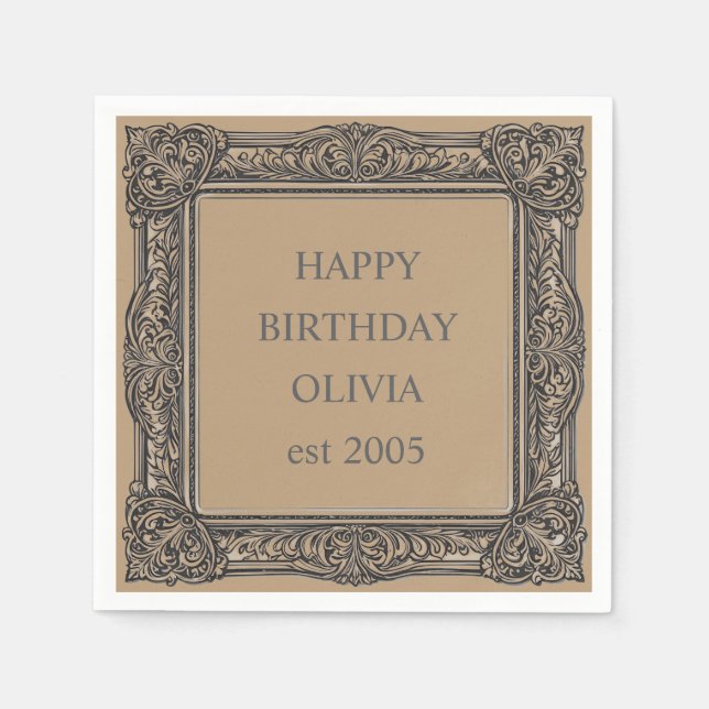 Servilleta De Papel Personalizado Victoriano Scroll Frame Napkin - moc (Anverso)