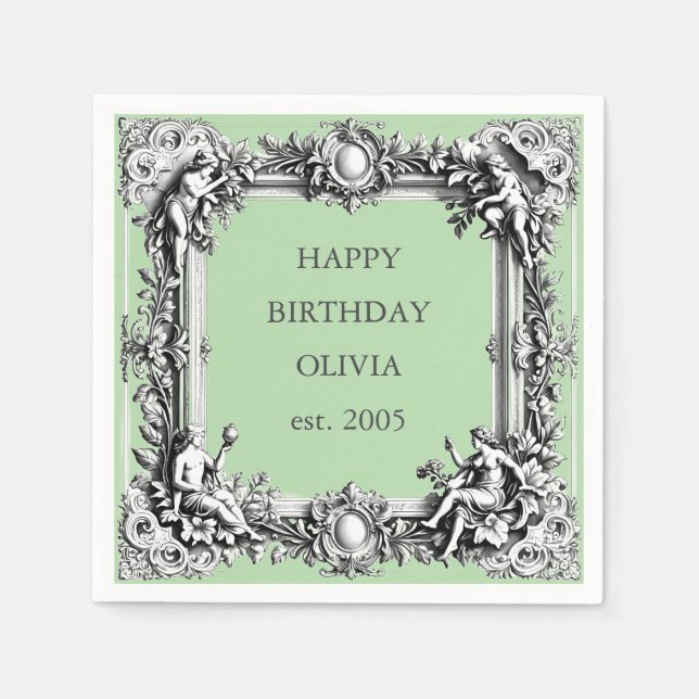 Servilleta De Papel Personalizado Victoriano Scroll Frame Napkin - ver (Anverso)