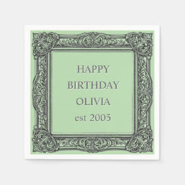 Servilleta De Papel Personalizado Victoriano Scroll Frame Napkin - ver