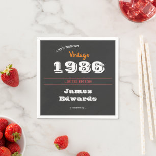 Servilleta De Papel Personalizado Vintage 1986 40th Birthday Napkins -