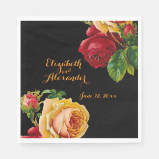 Servilleta De Papel Personalizado Vintage Bohemira Rosas Boda