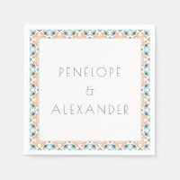 Personalizado Vintage Floral Naranja azul Boda