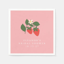 Servilleta De Papel Personalizado Vintage Pink Strawberry Boho Bridal 