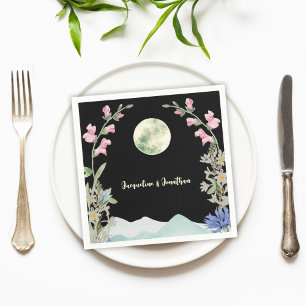 Servilleta De Papel Personalizado Watercolor Flor silvestre Moon Mount