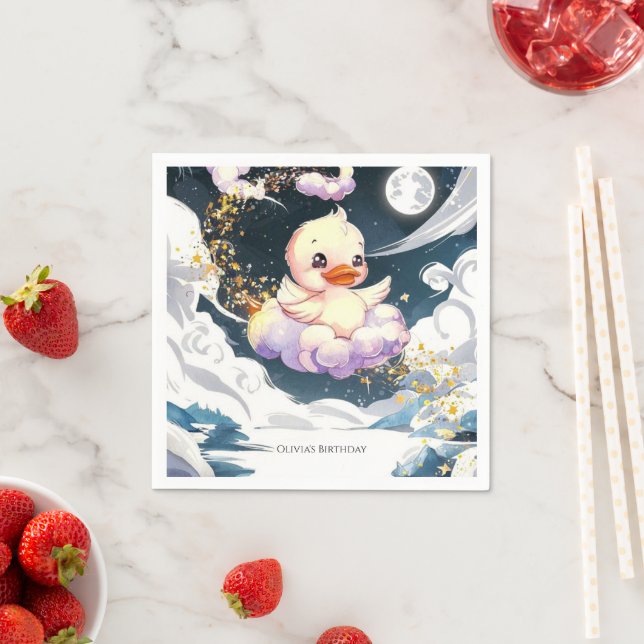 Servilleta De Papel Personalizado Whimsical Duck Birthday (In situ)