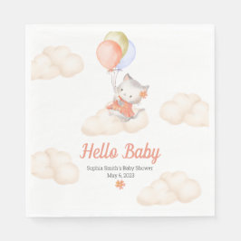 Servilleta De Papel Personalizado Whimsical Sweet Floting Kitten Baby 