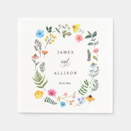 Servilleta De Papel Personalizado Wildflower Wreath Boda botánico Napk
