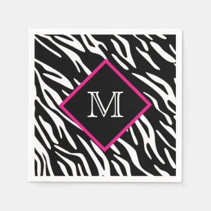 Servilleta De Papel Personalizado Zebra Print Monograma Napkins