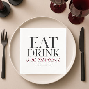 Servilleta De Papel Personalizados Comer Beber y Estar Agradecido