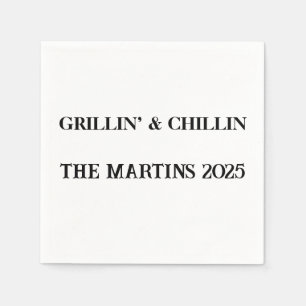 Servilleta De Papel Personalizados Grillín y Chillin - Fiesta de barba