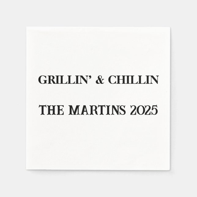 Servilleta De Papel Personalizados Grillín y Chillin - Fiesta de barba (Anverso)