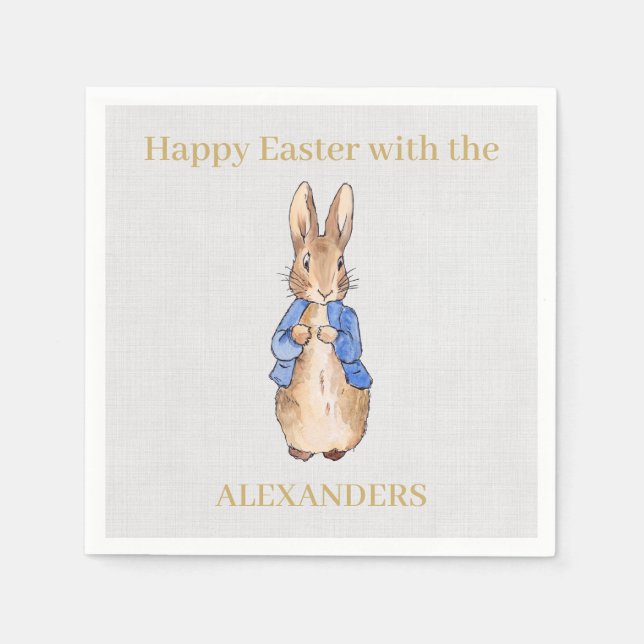 Servilleta De Papel Personalizar a Peter el conejo Feliz Pascua (Anverso)