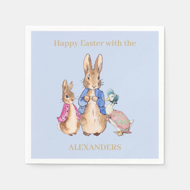 Servilleta De Papel Personalizar a Peter el conejo Feliz Pascua (Anverso)