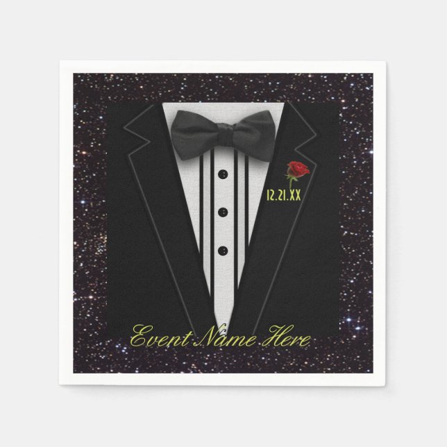 Servilleta De Papel Personalizar Black Tuxedo y Night Sky (Anverso)
