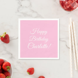 Servilleta De Papel Personalizar con nombre, Feliz cumpleaños, rosa cl