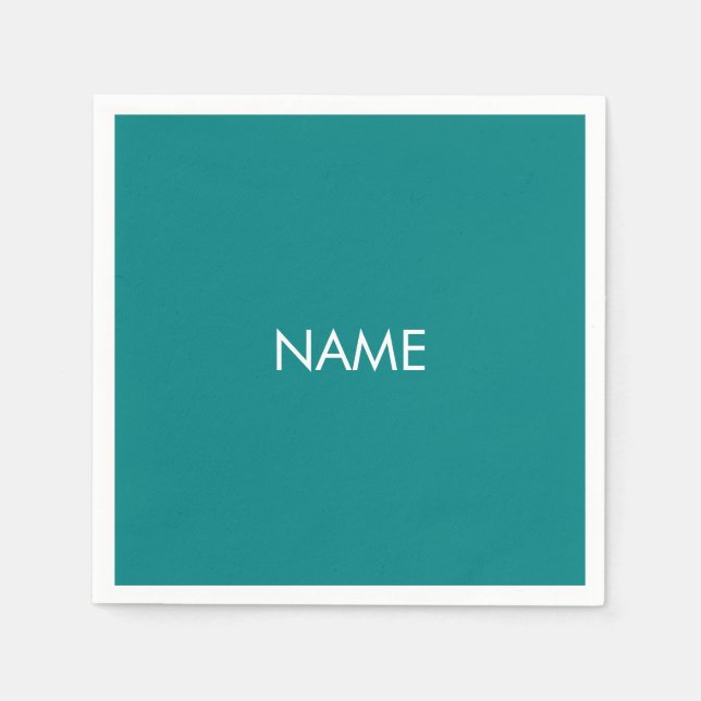Servilleta De Papel Personalizar con nombre, texto blanco verde azulad (Anverso)