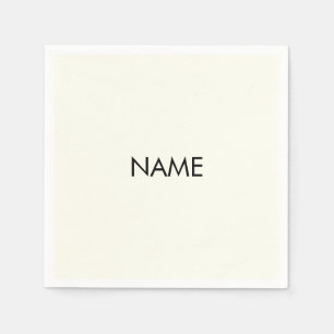 Servilleta De Papel Personalizar con nombre, texto marfil negro minima