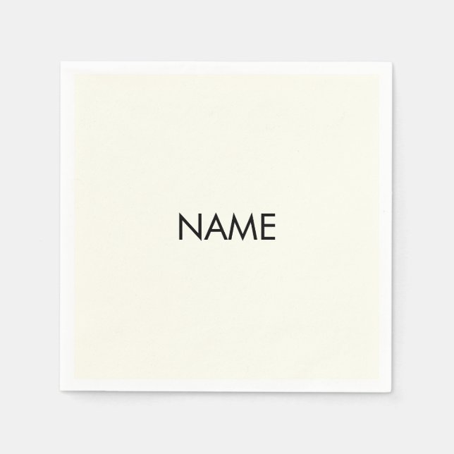 Servilleta De Papel Personalizar con nombre, texto marfil negro minima (Anverso)