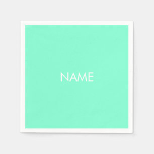 Servilleta De Papel Personalizar con nombre, texto minimalista aqua bl