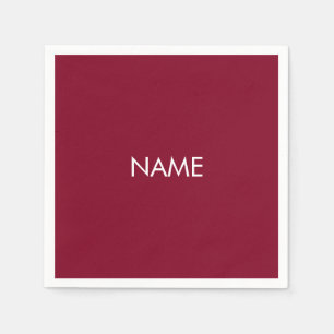 Servilleta De Papel Personalizar con nombre, texto minimalista burgund