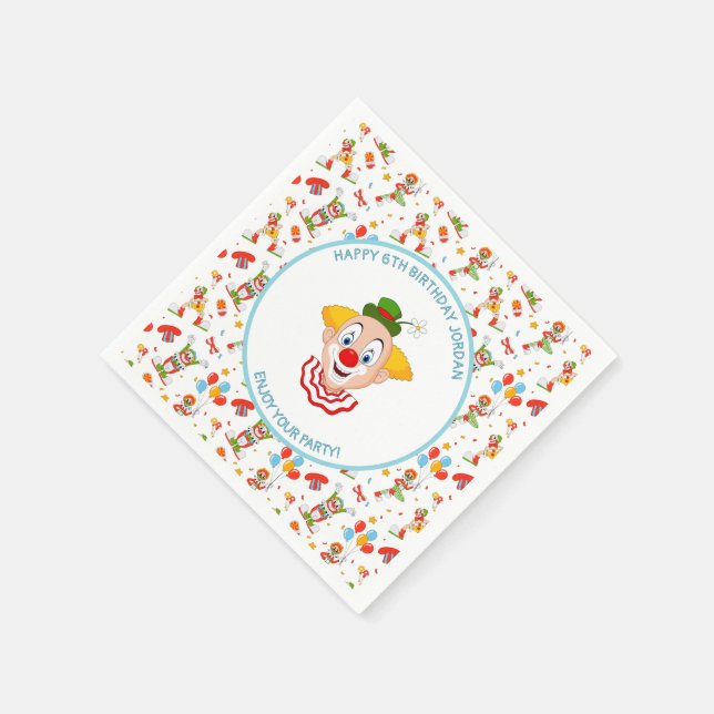 Servilleta De Papel Personalizar Cumpleaños de Payaso Diversión Niño (Borde)