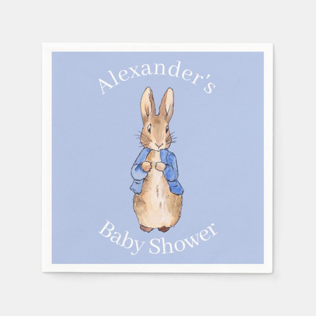 Servilleta De Papel Personalizar el Baby Shower de Peter the rabbit (Anverso)
