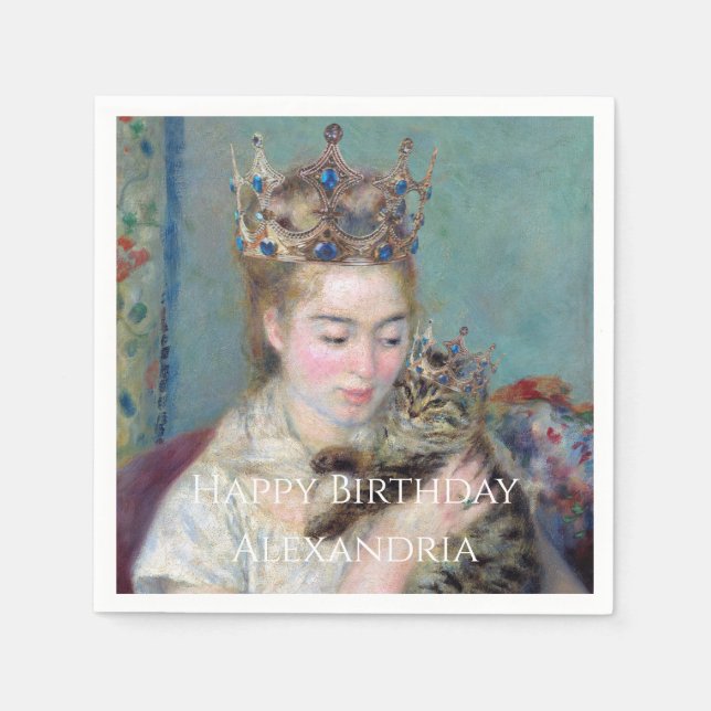 Servilleta De Papel PERSONALIZAR El Príncipe y yo Feliz Cumpleaños (Anverso)