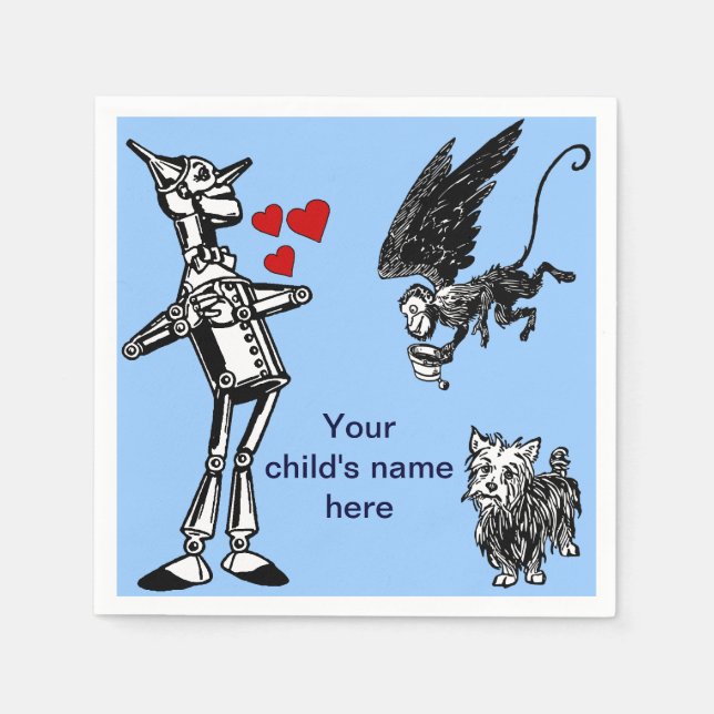 Servilleta De Papel Personalizar: Mago de Oz, Tin Man, Toto Monkey (Anverso)