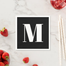 Servilleta De Papel Personalizar monograma blanco negro inicial