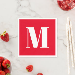 Servilleta De Papel Personalizar monograma blanco rojo inicial