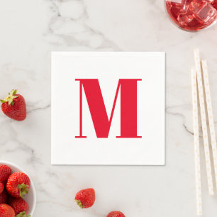 Servilleta De Papel Personalizar monograma blanco rojo inicial