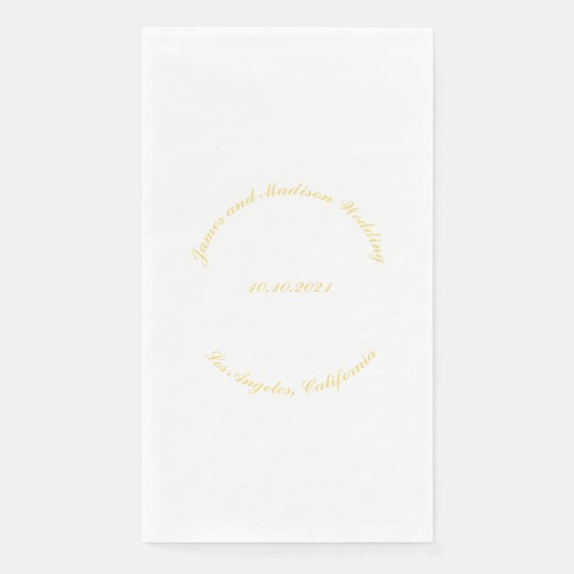 Servilleta De Papel Personalizar Nombre, boda de letras curvadas de or (Anverso)