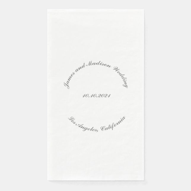 Servilleta De Papel Personalizar Nombre, boda de letras curvadas grise (Anverso)