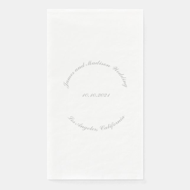 Servilleta De Papel Personalizar Nombre, boda de letras curvadas grise (Anverso)