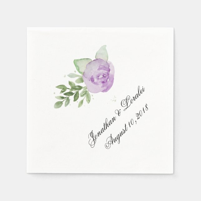 Servilleta De Papel Personalizar Su Boda Napkins Lavender Rosa (Anverso)