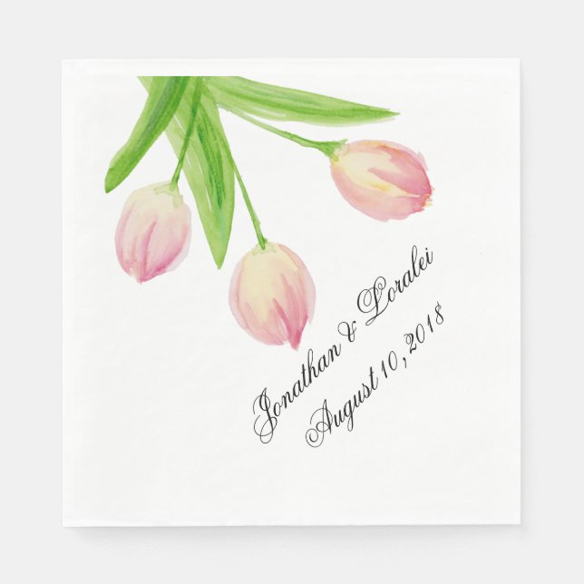 Servilleta De Papel Personalizar sus servilletas boda acuarela Tulips (Anverso)