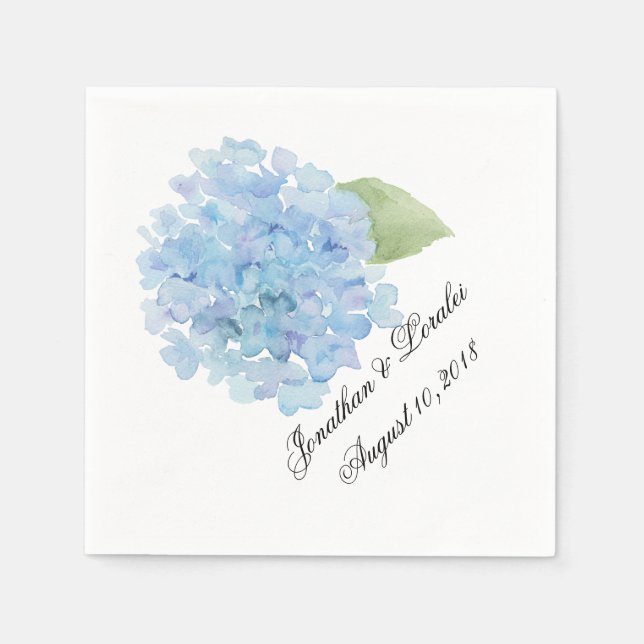 Servilleta De Papel Personalizar sus servilletas boda Blue Hydrangea (Anverso)